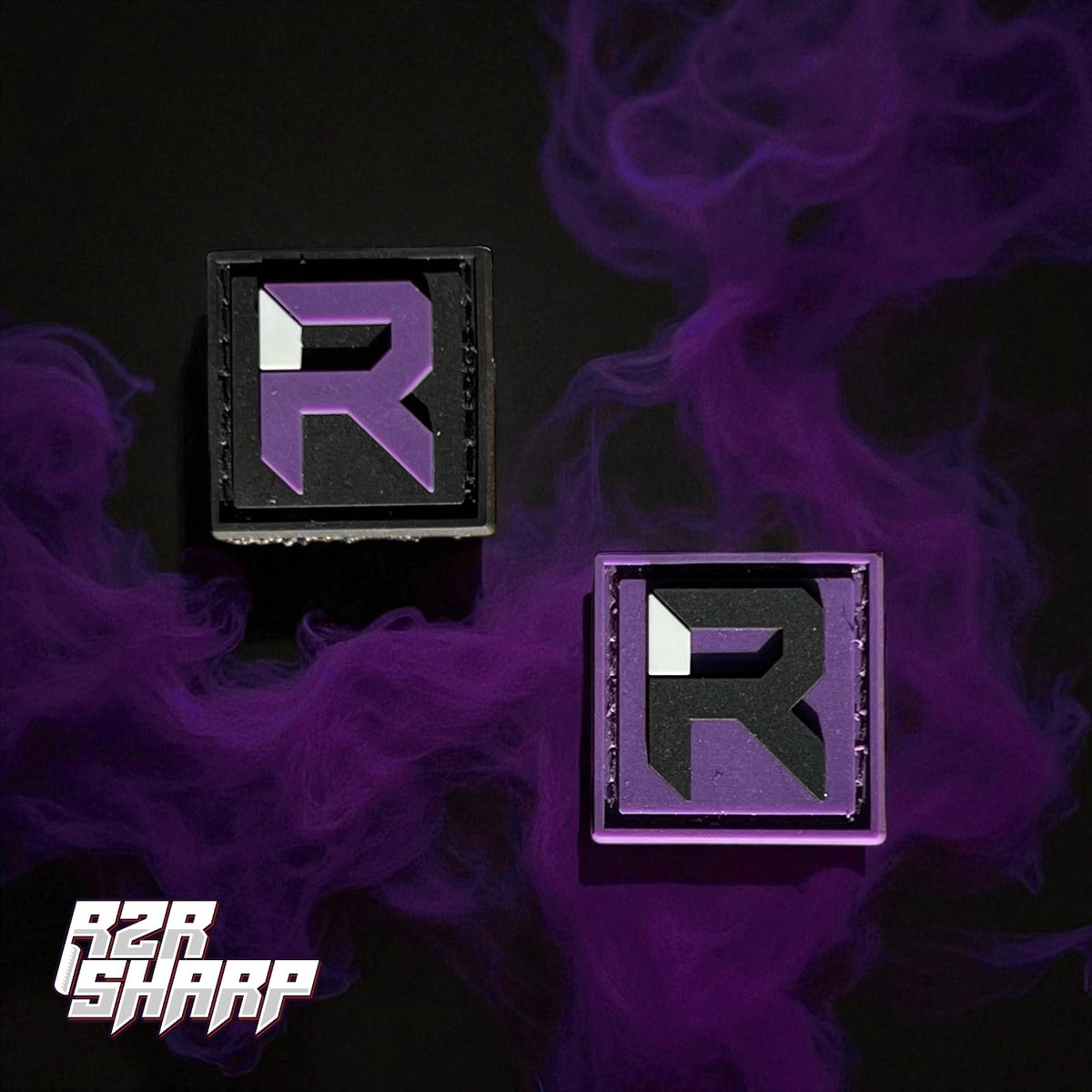 Mascaped Razor Pu Rple “R” REs (Purple/Black) – Razor Sharp Patches